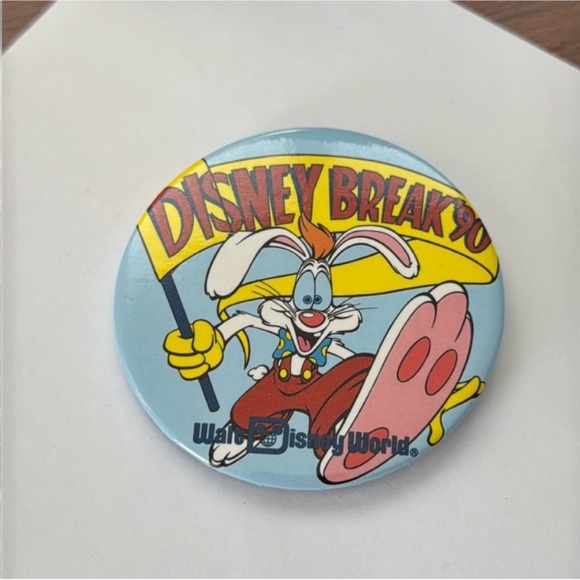 Vintage Disney Roger Rabbit Button - Yellow, Blue, Pink - Picture 1 of 9